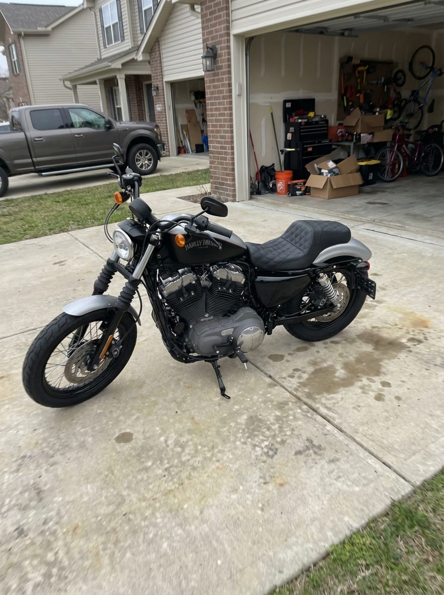 Customer photo review of Iron Born Diamond Stitch 2-Up Seat For Harley Sportster 1200 Nightster XL1200N Black