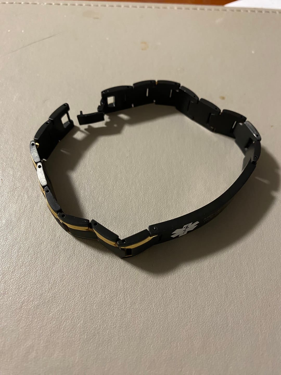 Customer photo review of Black & Gold Medical ID Bracelet