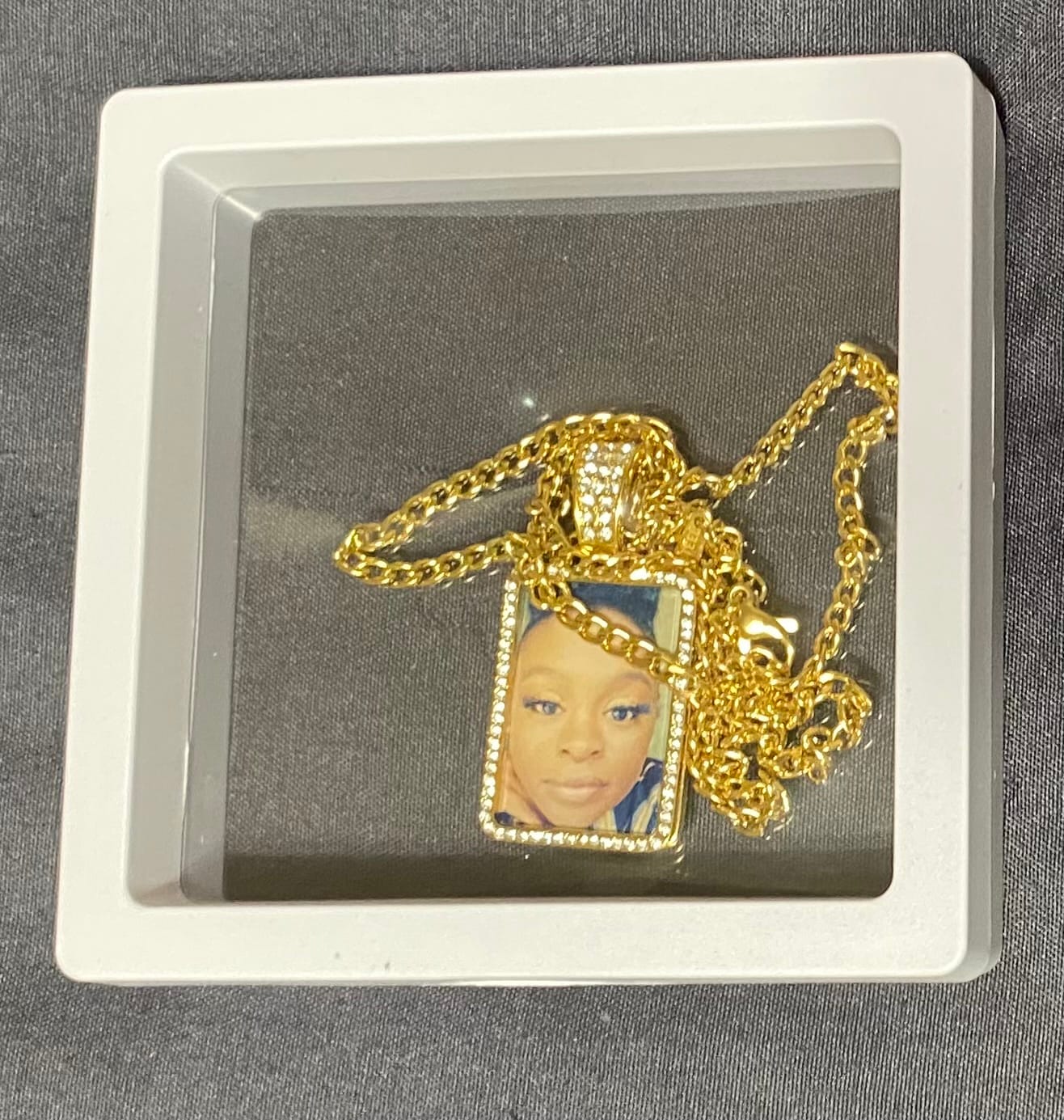 Customer photo review of Iced Photo Pendant w/ Cuban Chain