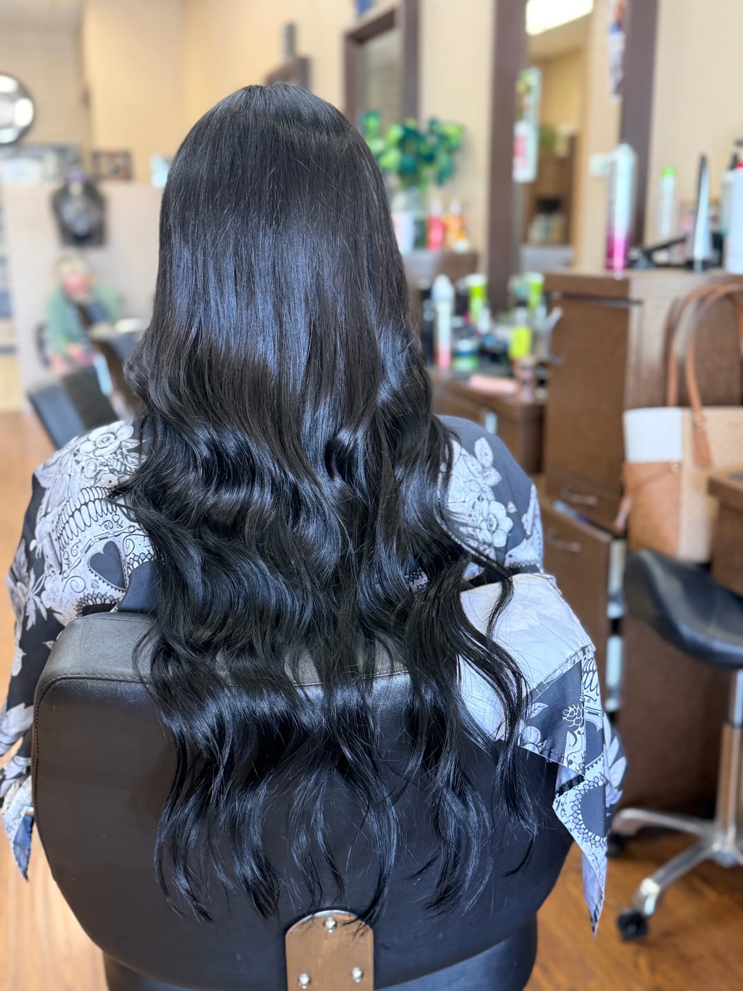 Customer photo review of Virgin XO Invisible Weft with PU Hole Hair Extensions Jet Black #1