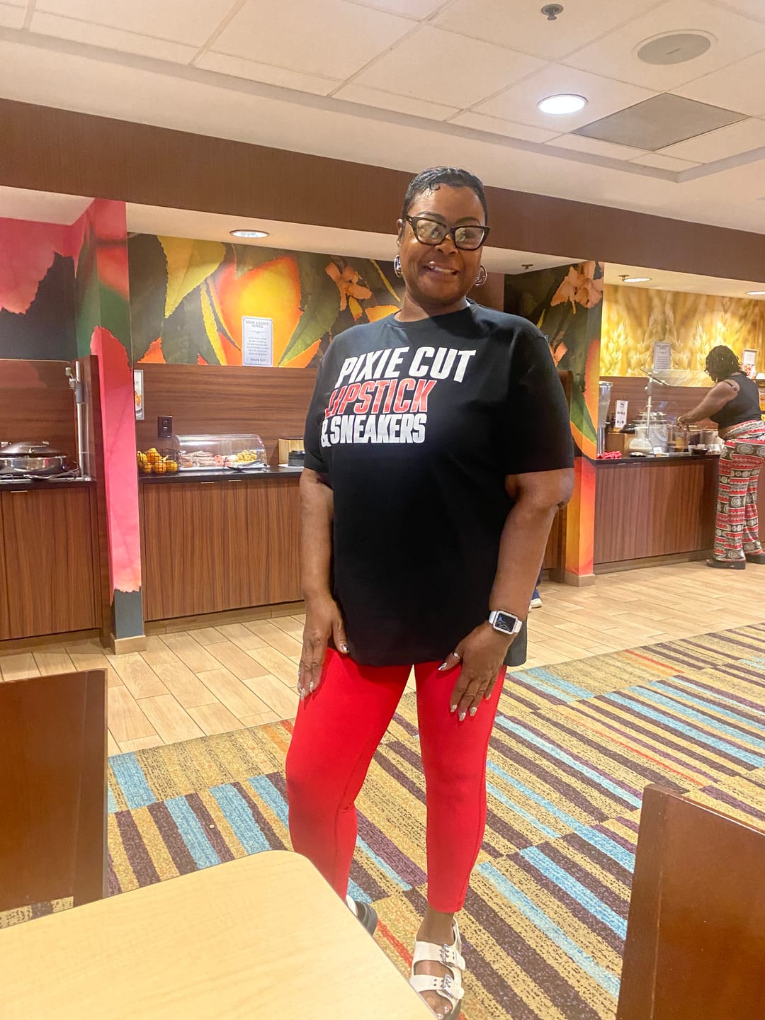Customer photo review of Pixie Cut, Lipsitck, & Sneakers Tshirt