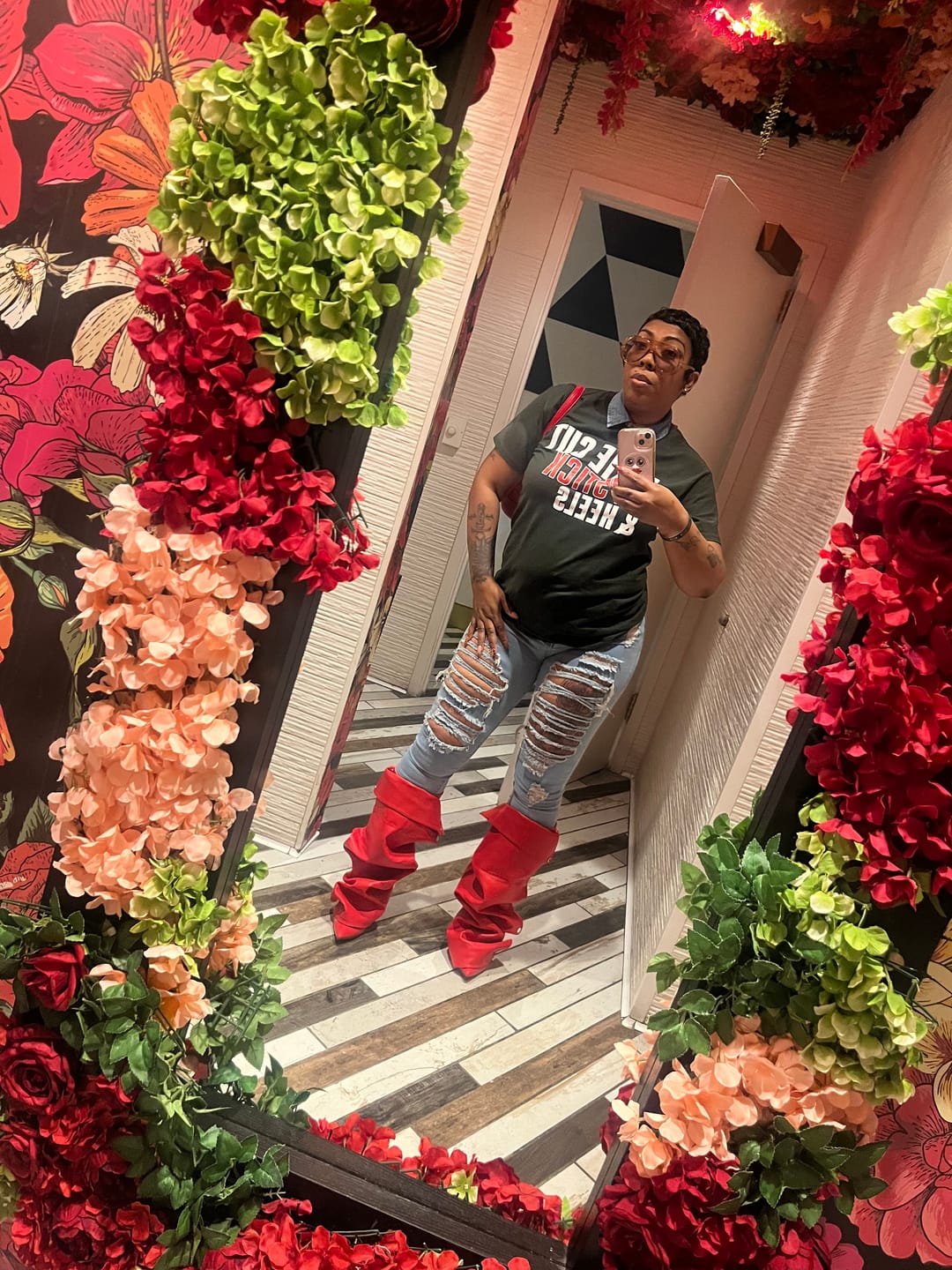 Customer photo review of Pixie Cut, Lipsitck, & Heels Tshirt