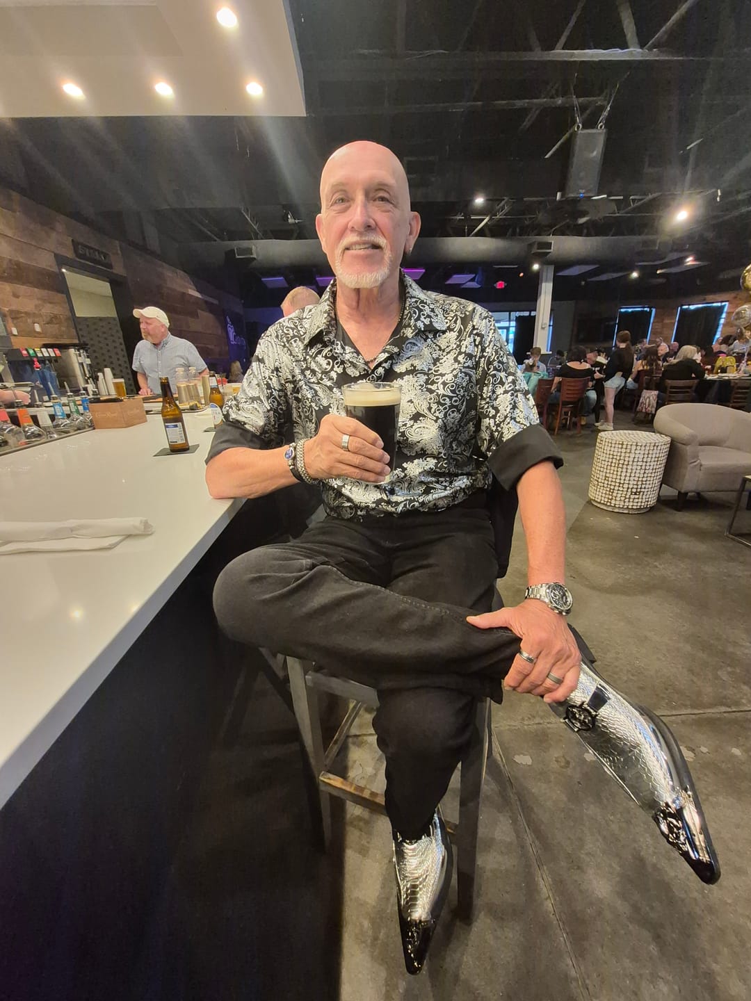 Customer photo review of Barry. Wang Mens Grey Dress Shirt Paisley Jacquard Long Sleeve Button Down Business Shirt