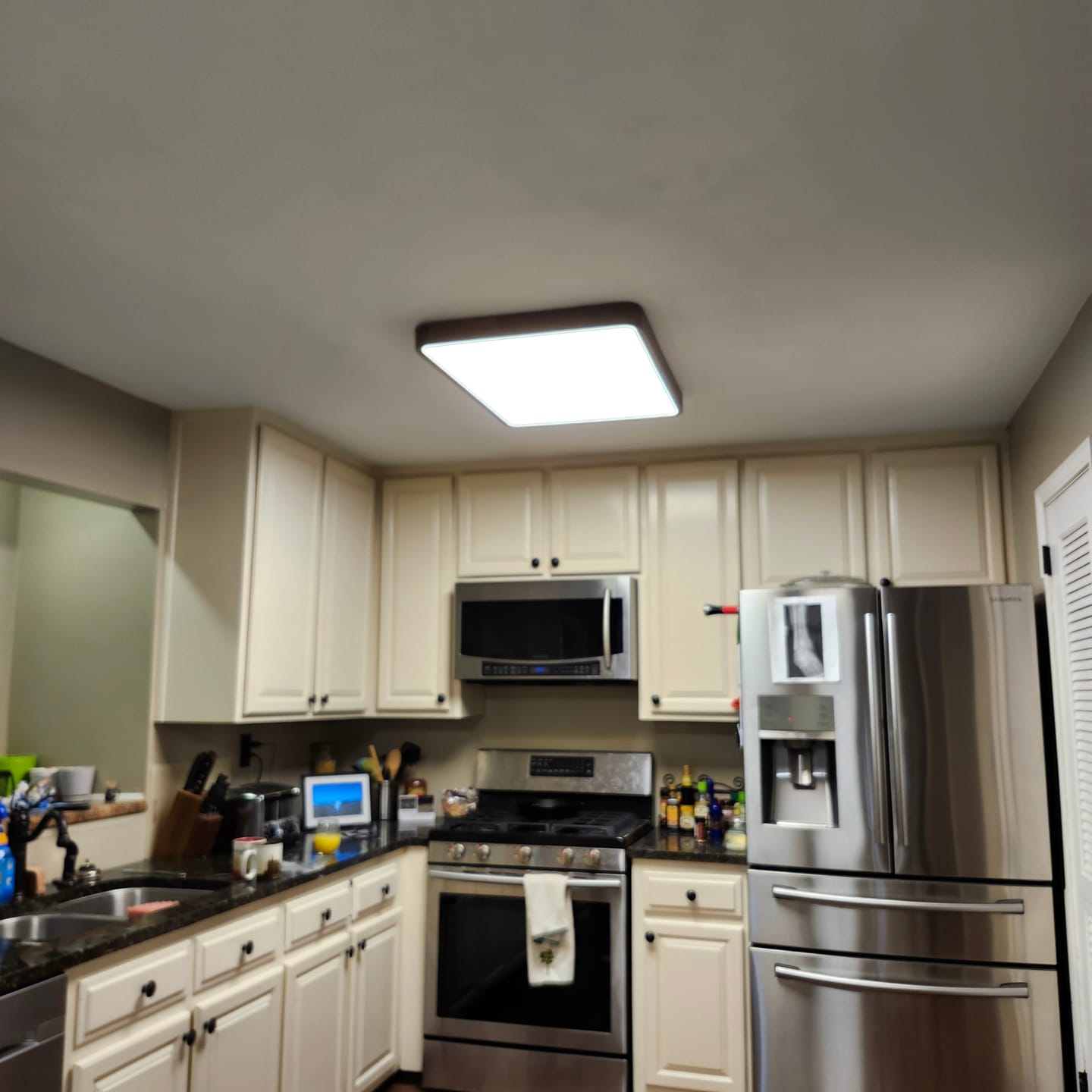 Customer photo review of Rectangle Walnut Dimmable LED Flush Mount Ceiling Light