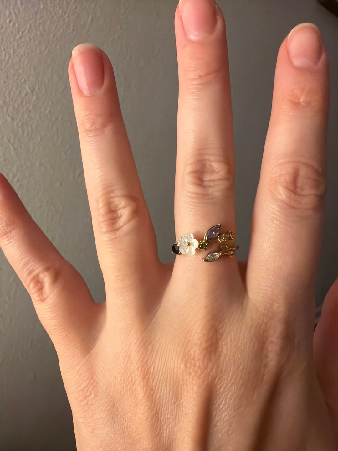 Customer photo review of Crystal White Blossom Ring Gold