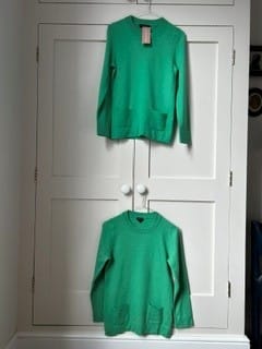 Customer photo review of Jaeger Spring Green Cashmere Crew Neck Jumper with Pockets Small