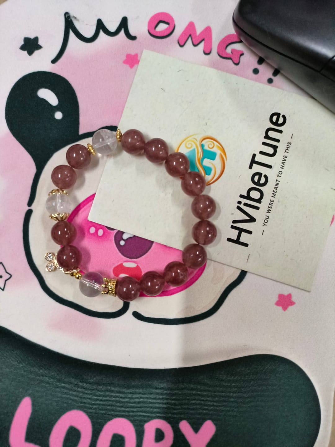 Customer photo review of Magnetic Blossom Bracelet: Strawberry Quartz & Clear Quartz for Harmony