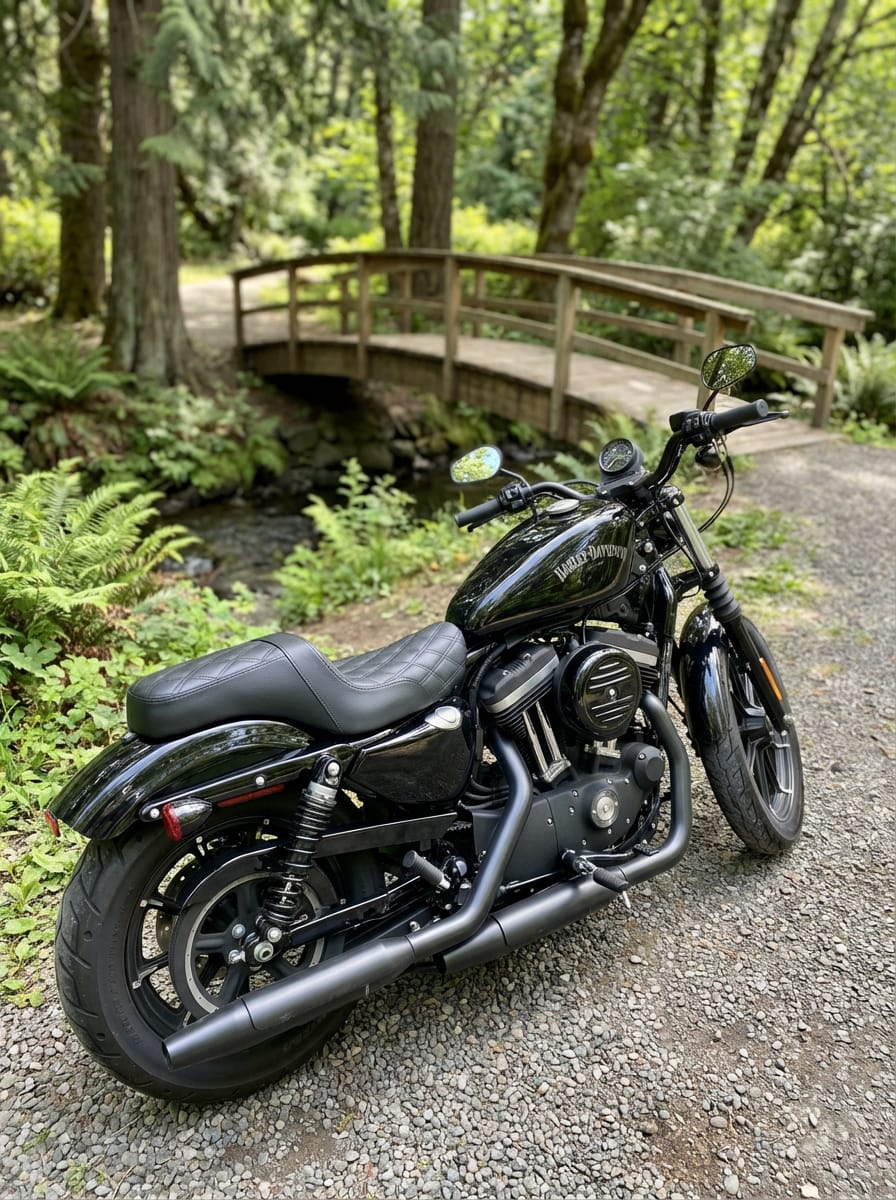 Customer photo review of Iron Born Diamond Stitch 2-Up Seat For Harley Sportster 883 Iron XL883N Black