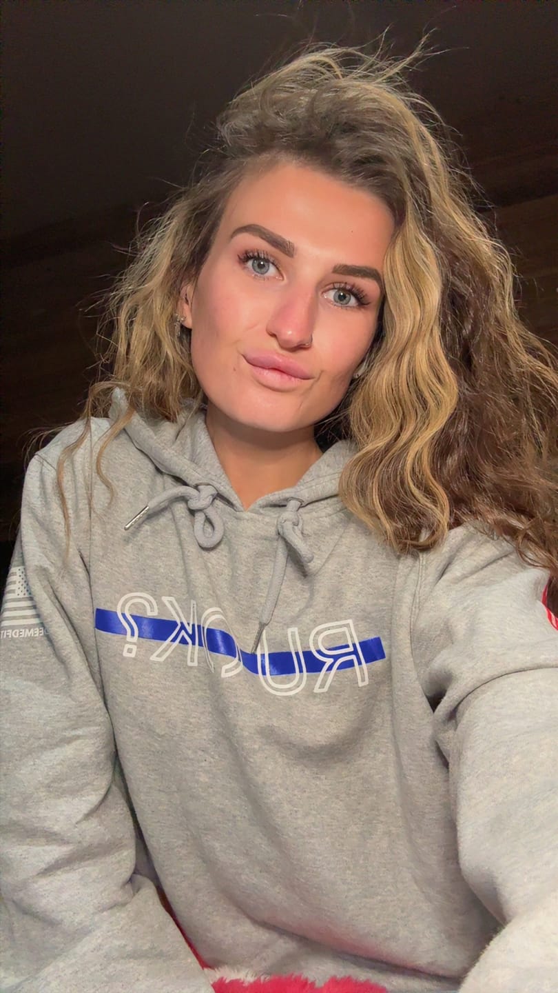 Customer photo review of Blue Line Stigma Breaking Hoodie- Heather Grey