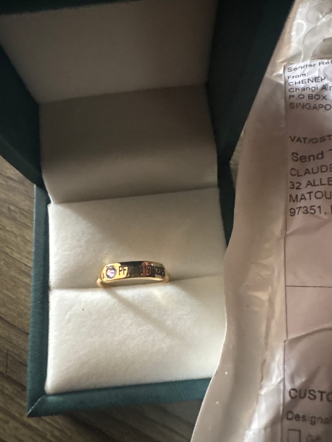 Customer photo review of For Memorial - Personalized Birthstone Name Memorial Ring