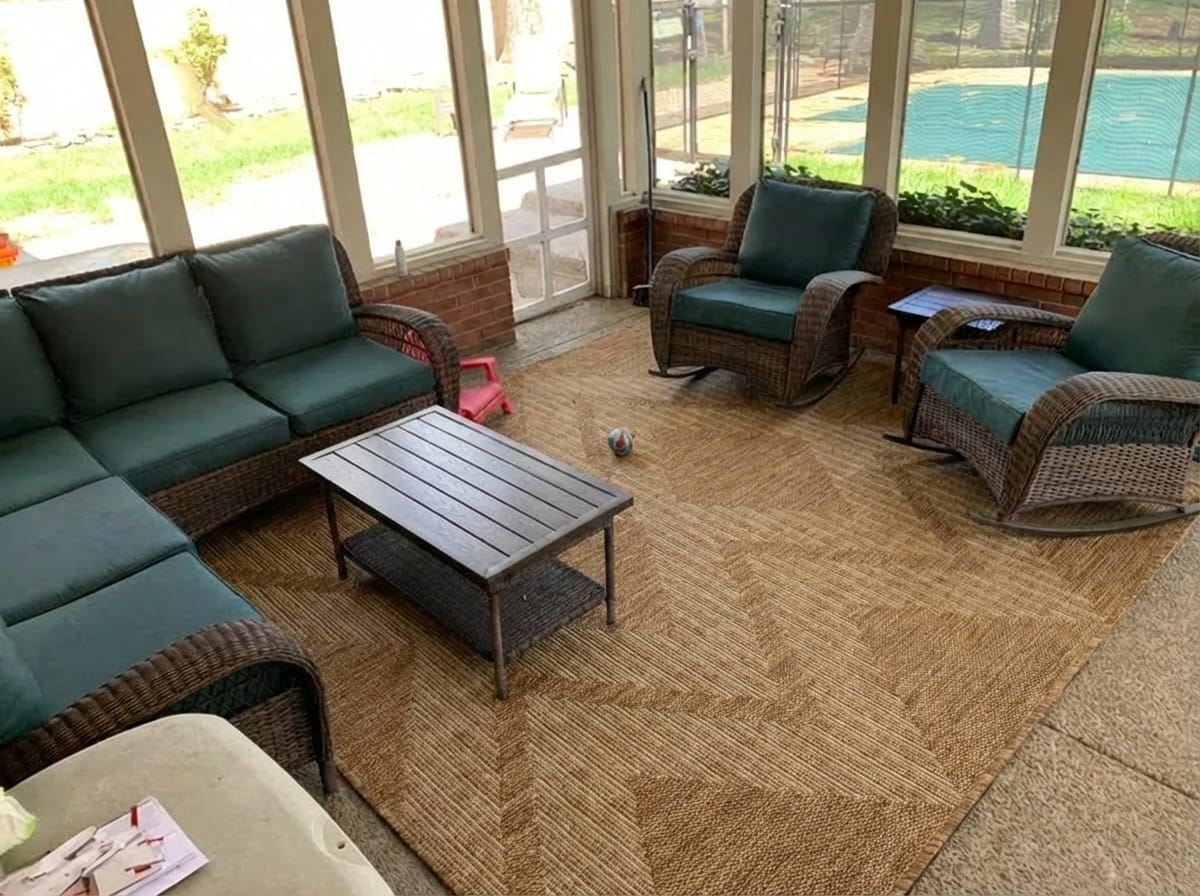 Customer photo review of Ripple Indoor/Outdoor Rug - Brown