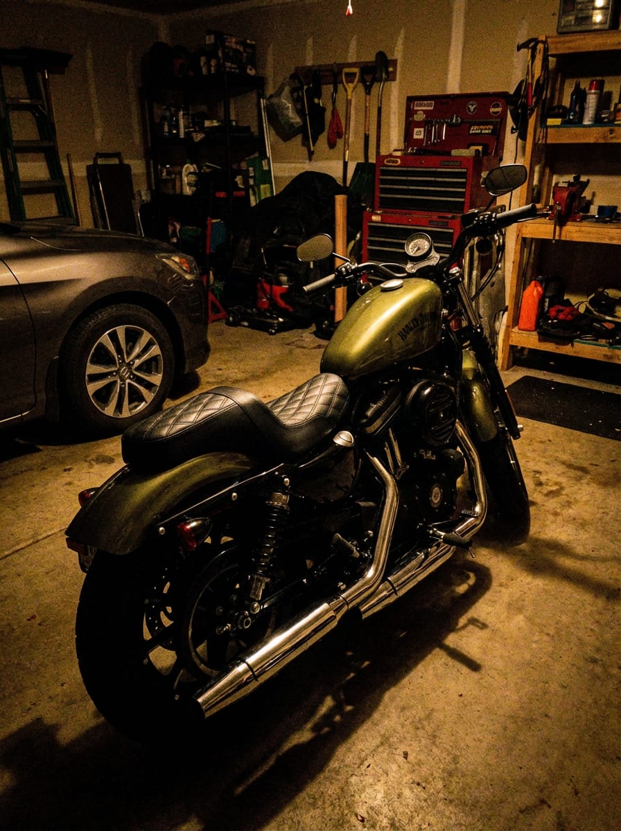Customer photo review of Iron Born Diamond Stitch 2-Up Seat For Harley Sportster 883 Iron XL883N Black