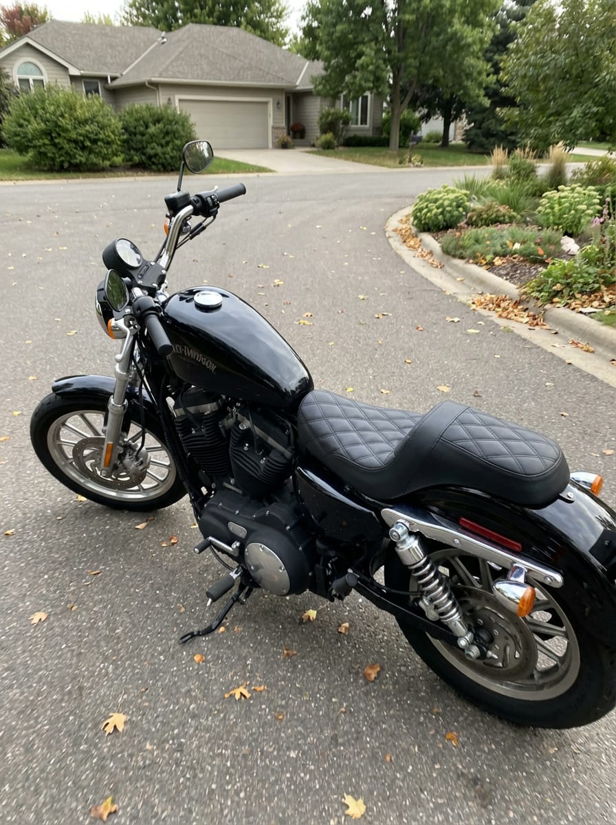 Customer photo review of Iron Born Diamond Stitch 2-Up Seat For Harley Sportster 883 Low XL883L Black