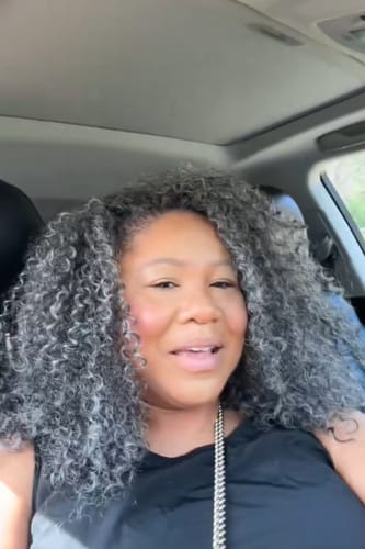 Customer photo review of Luvwin 5x5 Deep Curly Salt And Pepper Glueless Gray Color Pre-Cut Lace Bob Wig