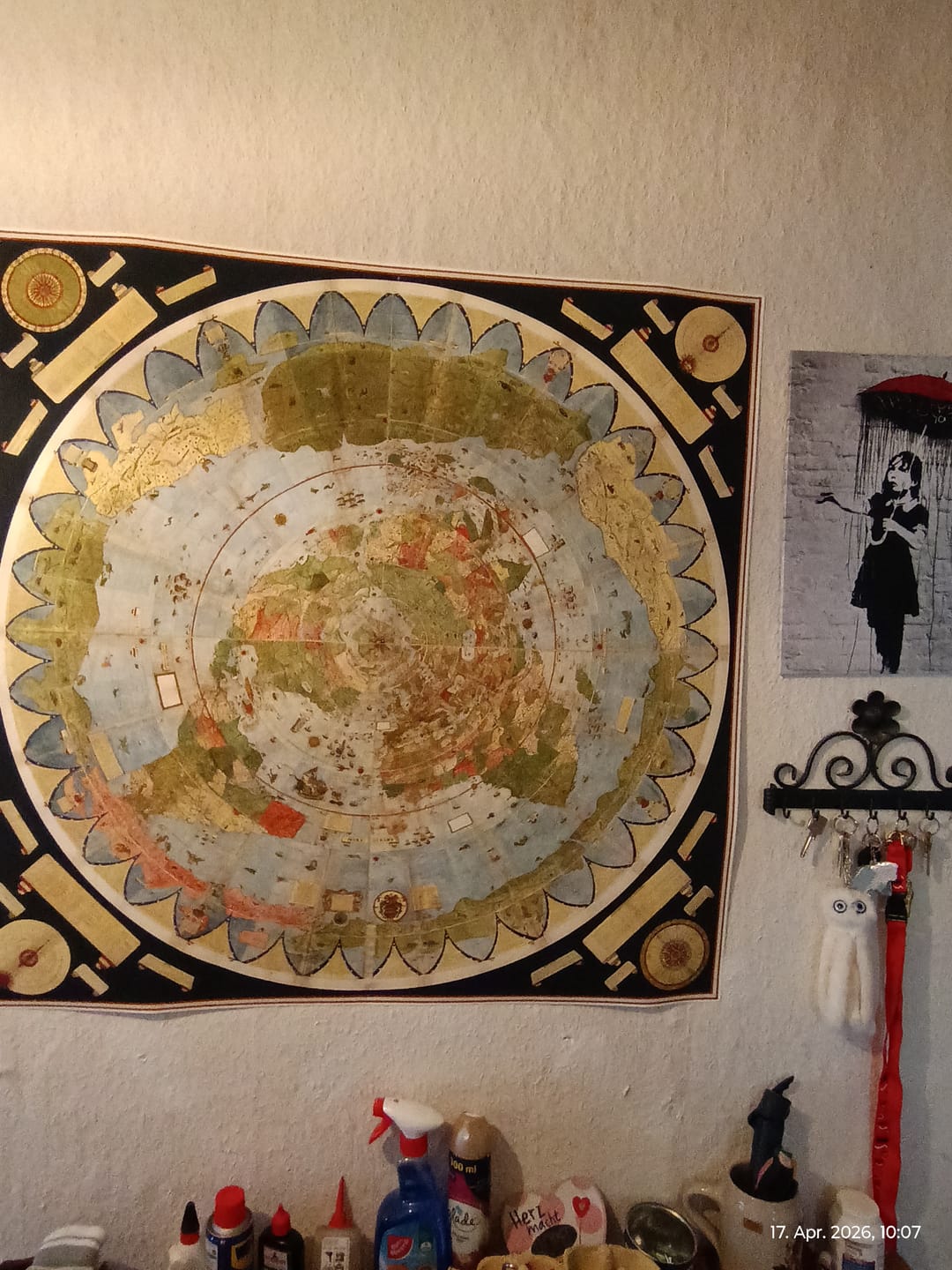 Customer photo review of Ancient Flat Earth Map, 1587 by Monte Urbano - Large World Map Wall Chart