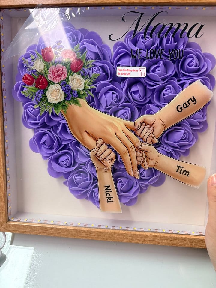 Customer photo review of Personalized Mom Holding Hands Shadow Box-Mother's Day Flower Frame