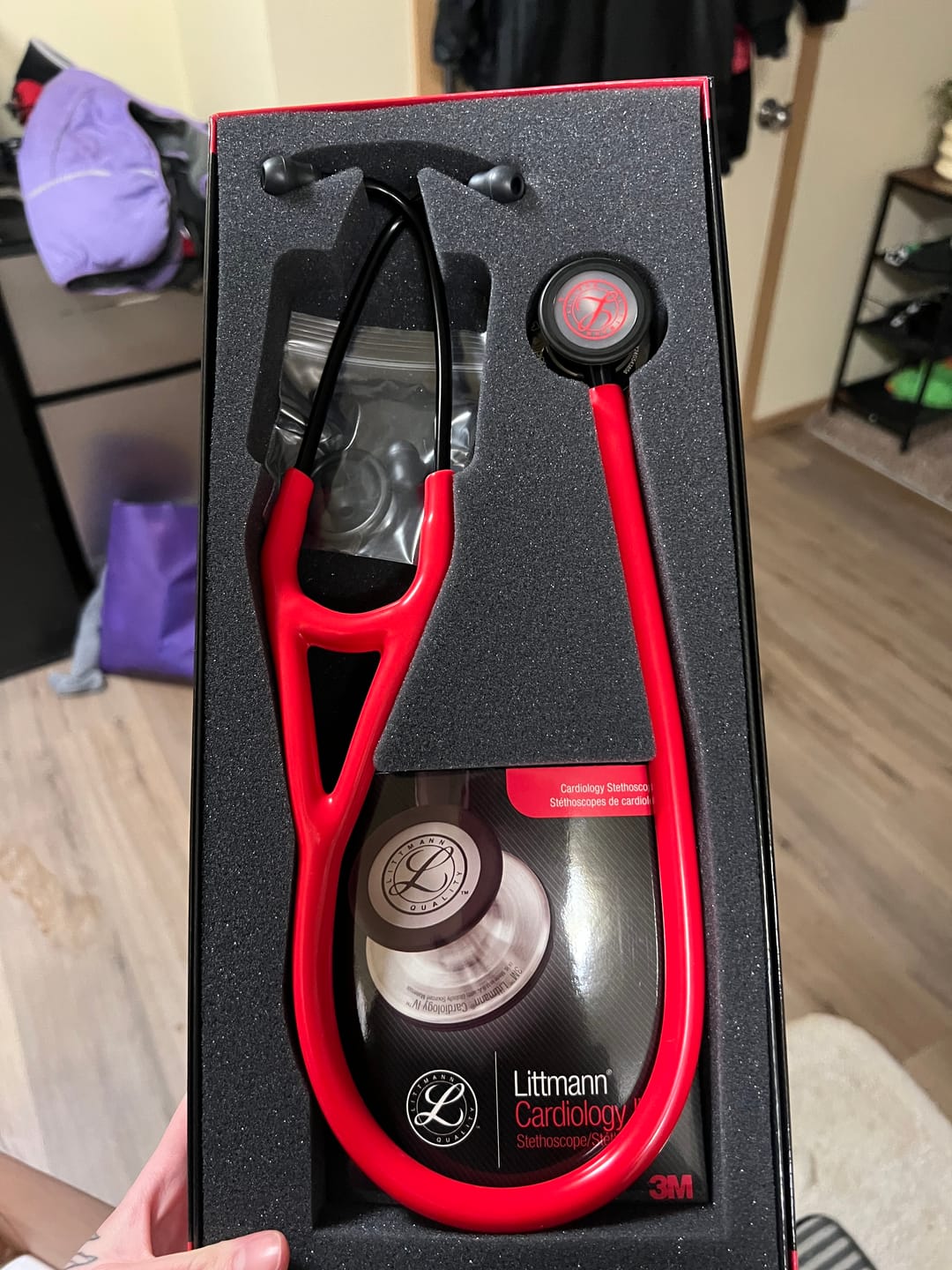 Customer photo review of Littmann Cardiology IV Diagnostic Stethoscope: Red & Smoke - Limited Edition Featuring Red Logo Diaphragm & Engraved Heart 6182