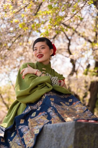 Customer photo review of Sen Lin 森林 Forest Fairy Modernized Ming Dynasty Liling Top & Easy-Wear Mamian Set