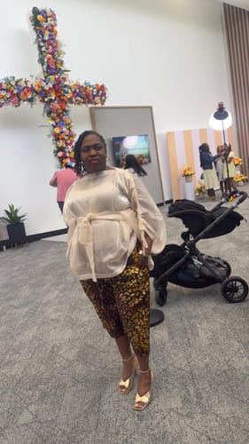 Customer photo review of Motúndé Gilded Draped Top | Ivory