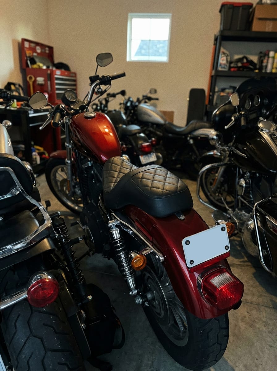 Customer photo review of Iron Born Diamond Stitch 2-Up Seat For Harley Sportster 883 Low XL883L Black