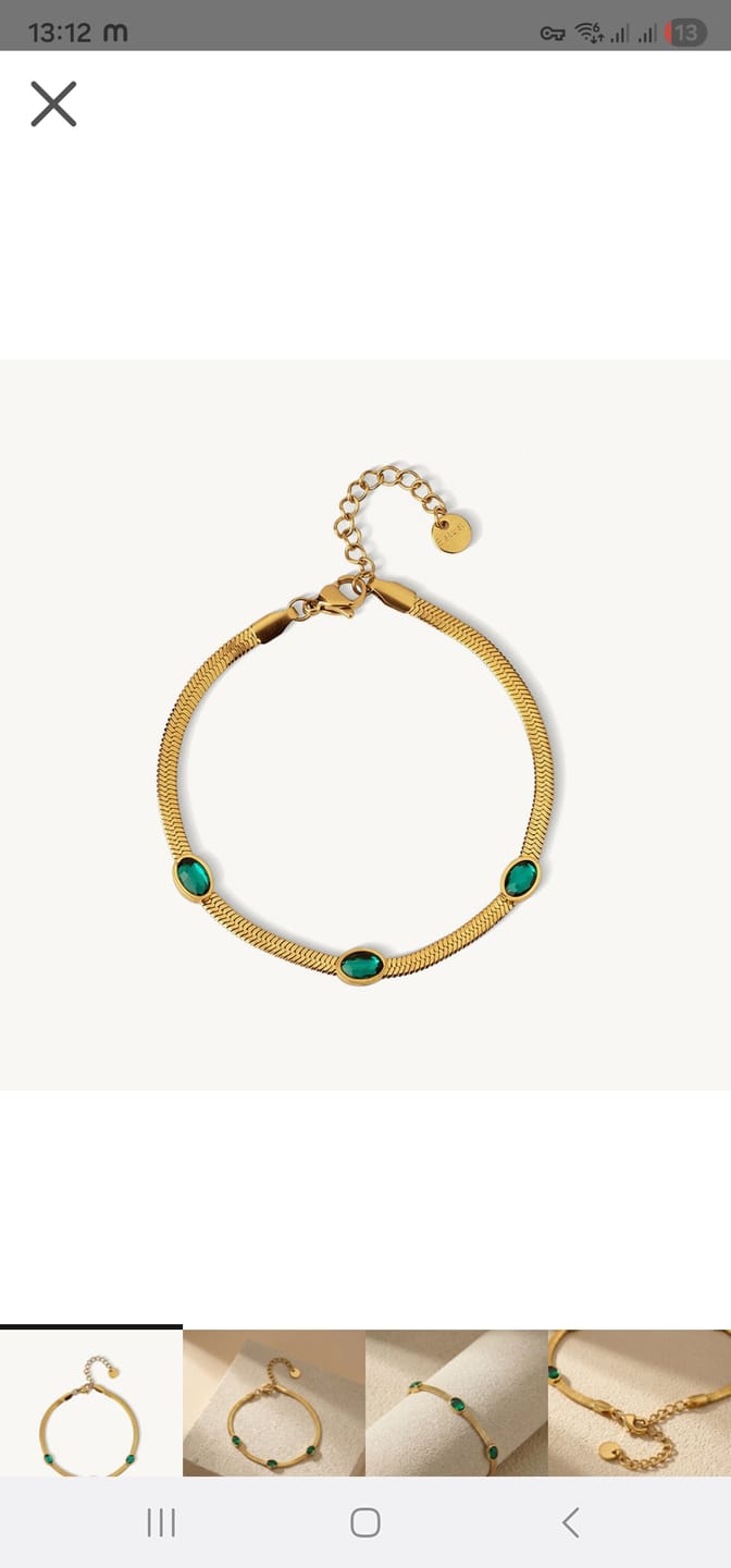 Customer photo review of Emerald Aura Oval Charm Bracelet