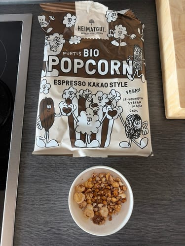 Customer photo review of Püntis BIO Popcorn Espresso Kakao Style