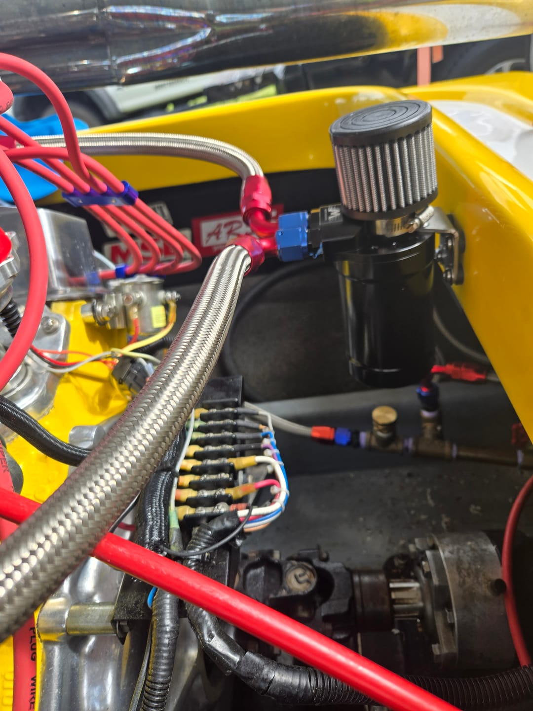 Customer photo review of Top Loader Billet Internally Baffled Oil Catch Can (Dual 10AN Port)