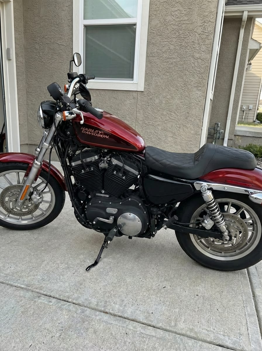 Customer photo review of Iron Born Diamond Stitch 2-Up Seat For Harley Sportster 883 Low XL883L Black