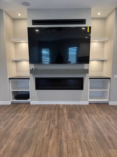 Customer photo review of Modern Non-Combustible Concrete Mantel Shelves | Design Specialties