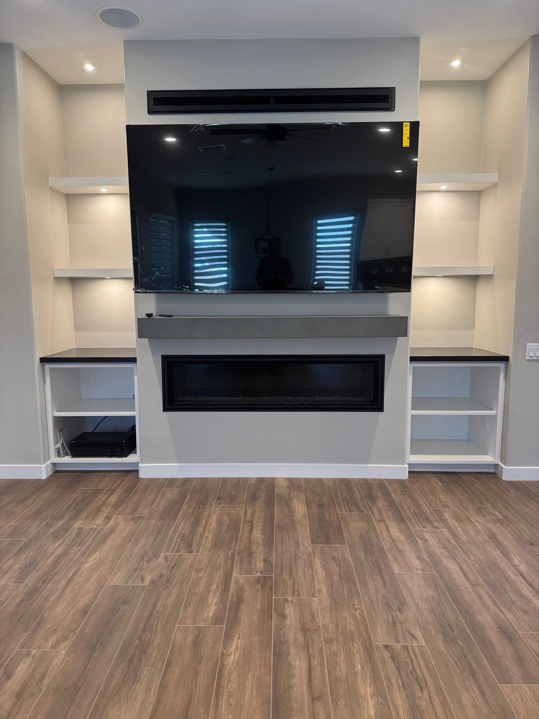 Customer photo review of Modern Non-Combustible Concrete Mantel Shelves | Design Specialties