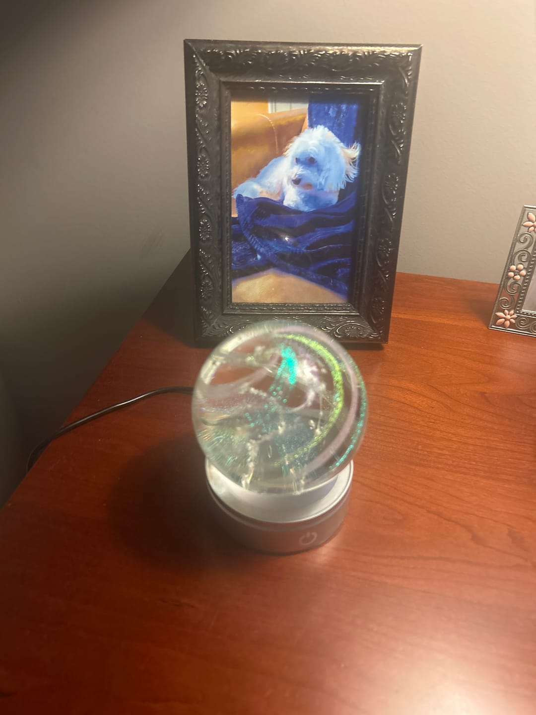 Customer photo review of Dichroic Rainbow Orb with Cremains
