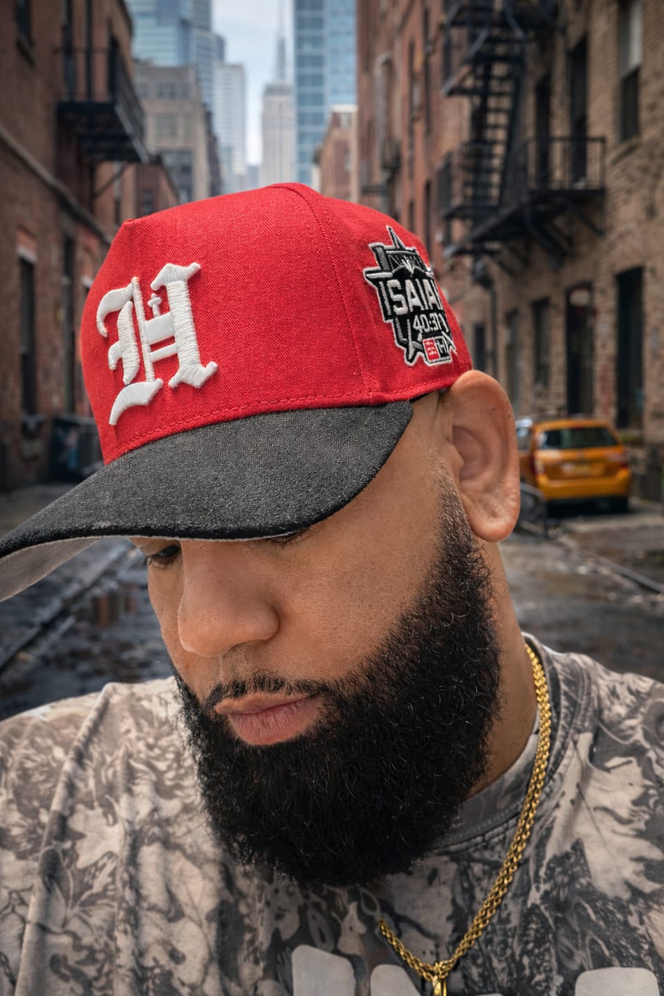 Customer photo review of Red & Black Sueded Brim Hat