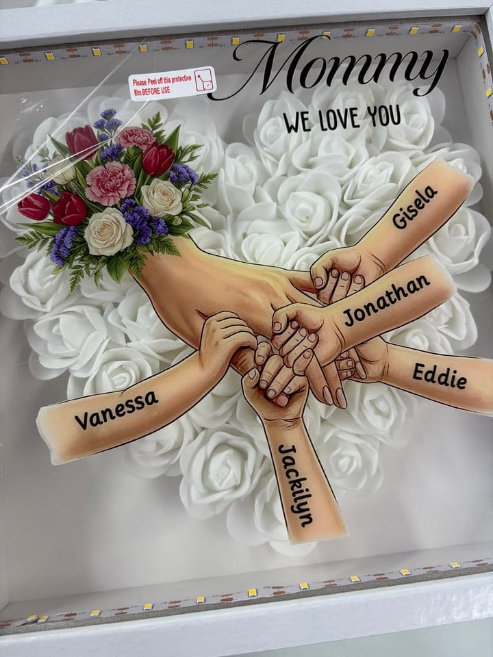 Customer photo review of Personalized Mom Holding Hands Shadow Box-Mother's Day Flower Frame