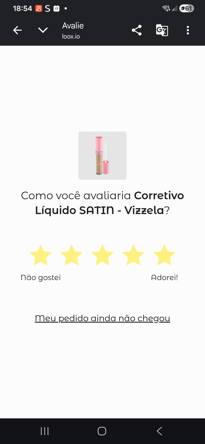 Customer photo review of Corretivo Líquido SATIN - Vizzela