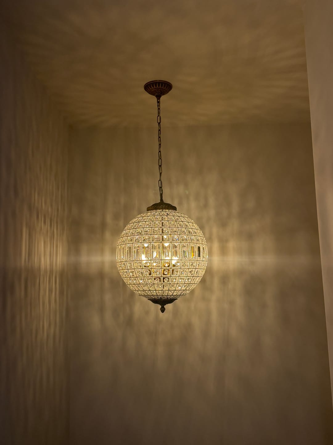 Customer photo review of French Antique Brass Crystal Globe Chandelier