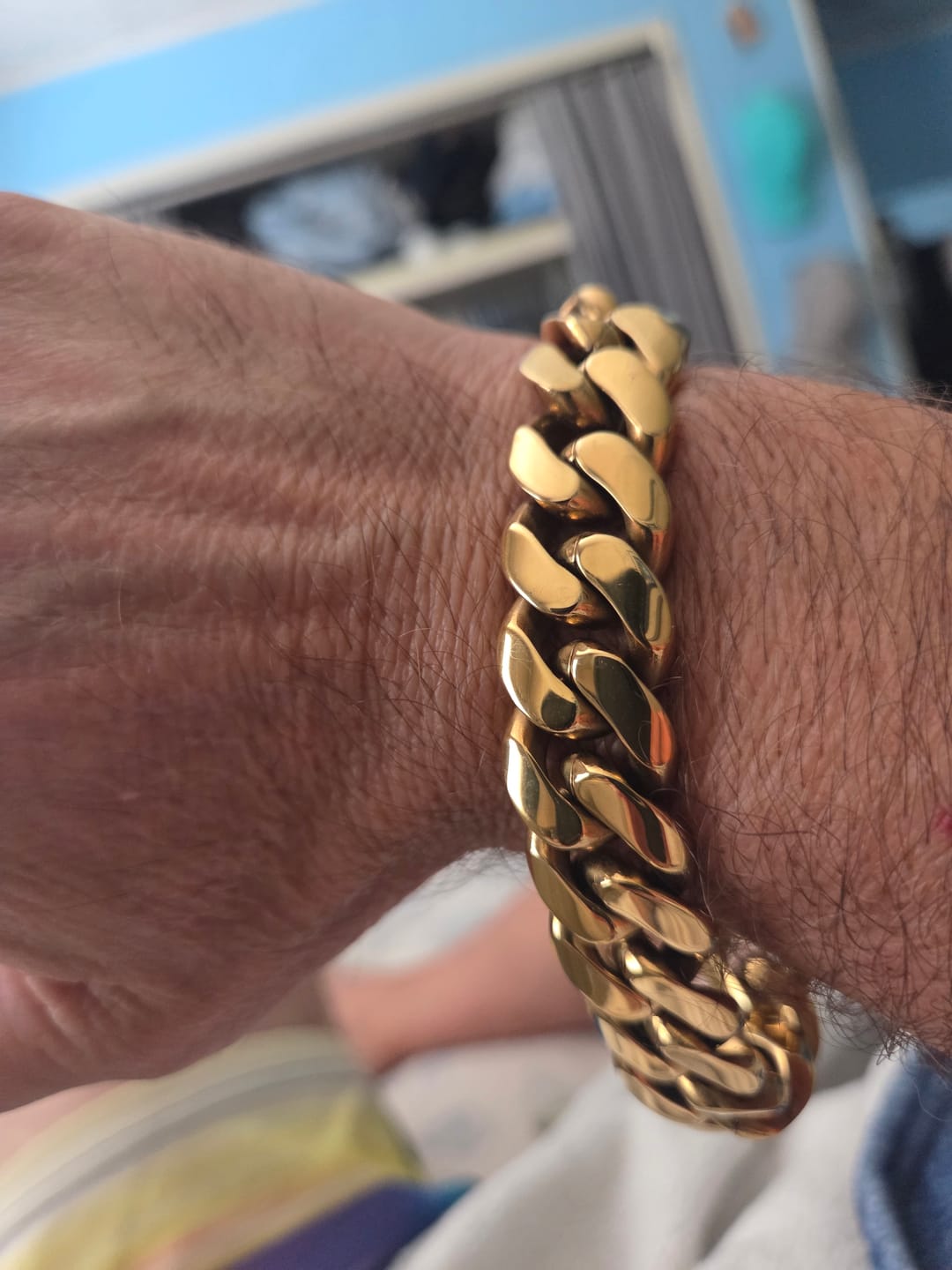 Customer photo review of 10-22mm Solid 18k Gold Plated Miami Cuban Link Bracelet