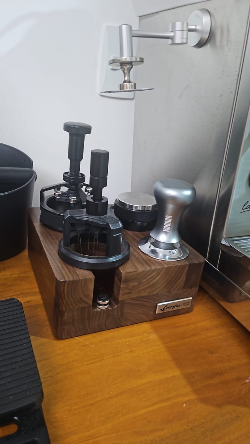 Customer photo review of Walnut Wood Coffee Tamping Station