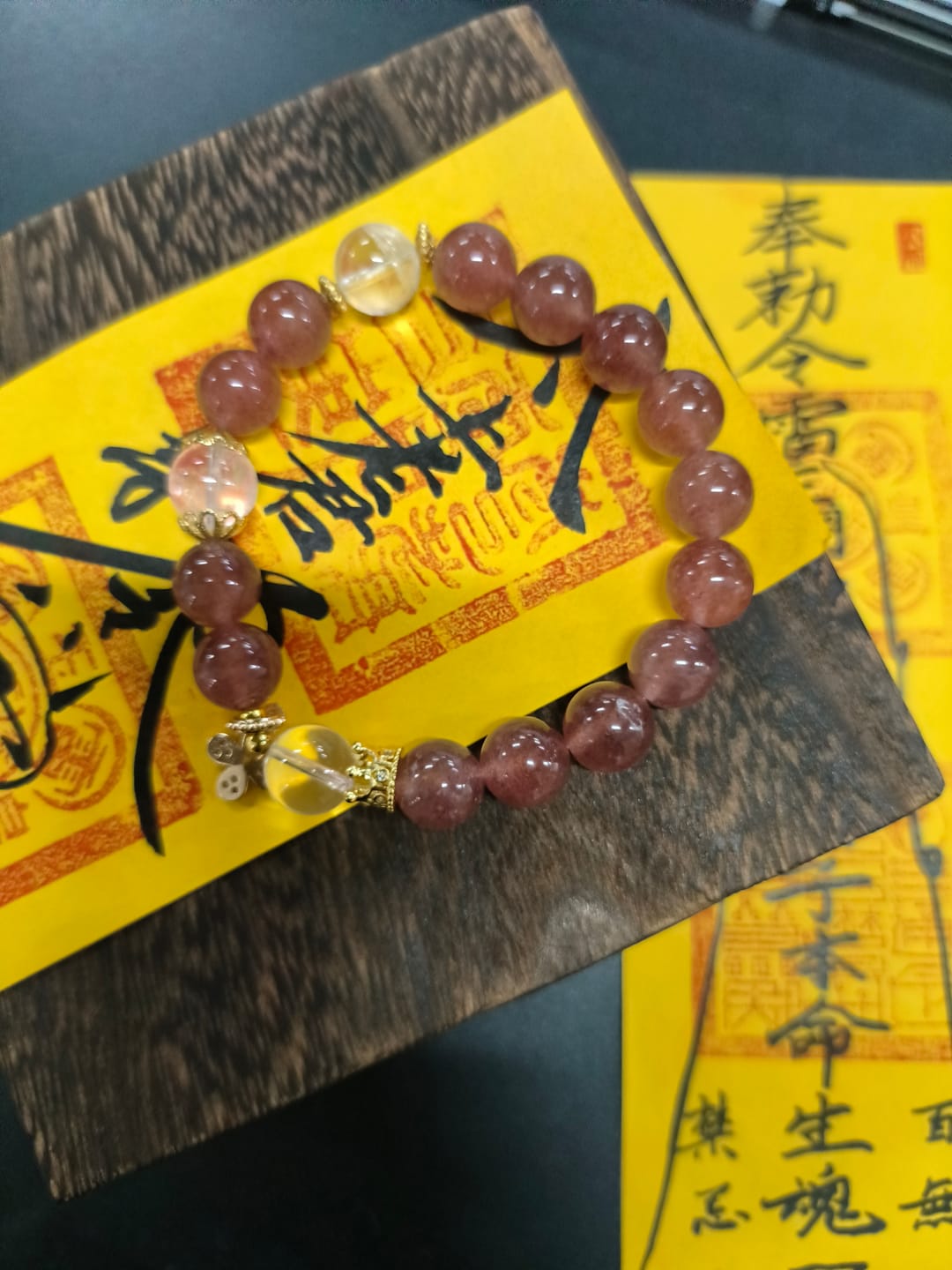 Customer photo review of Magnetic Blossom Bracelet: Strawberry Quartz & Clear Quartz for Harmony