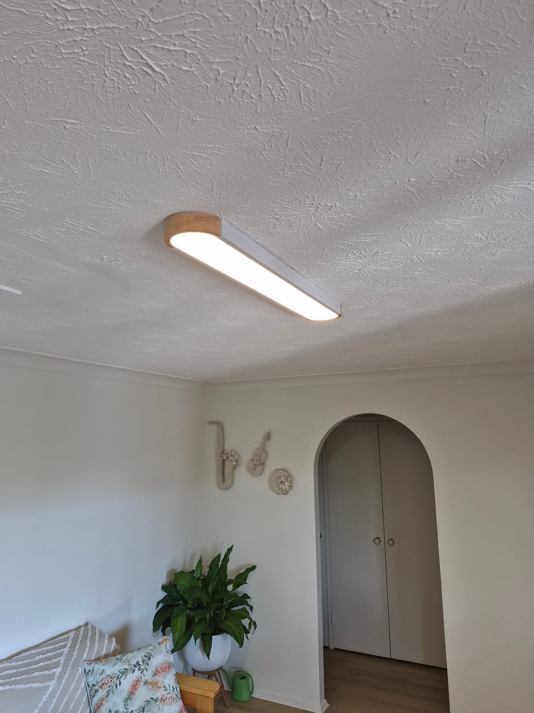 Customer photo review of Oval Led Flush Mount With Wood Accent