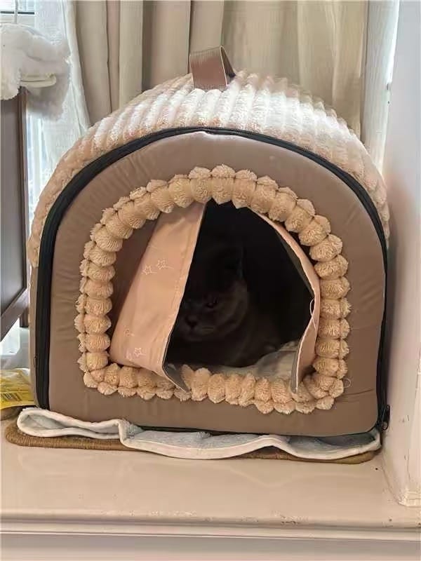 Customer photo review of The Cozy Cottage Pet Bed – A Snug Home for Your Furry Friend