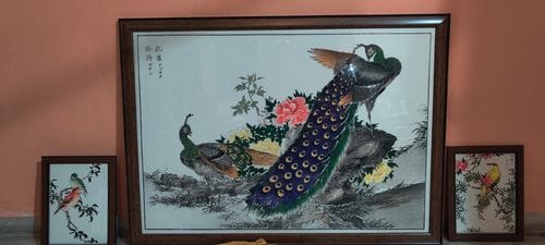 Customer photo review of peacock and peony painting japanese art painting