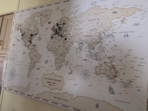Customer photo review of Pinnable World Journey Map • Ivory