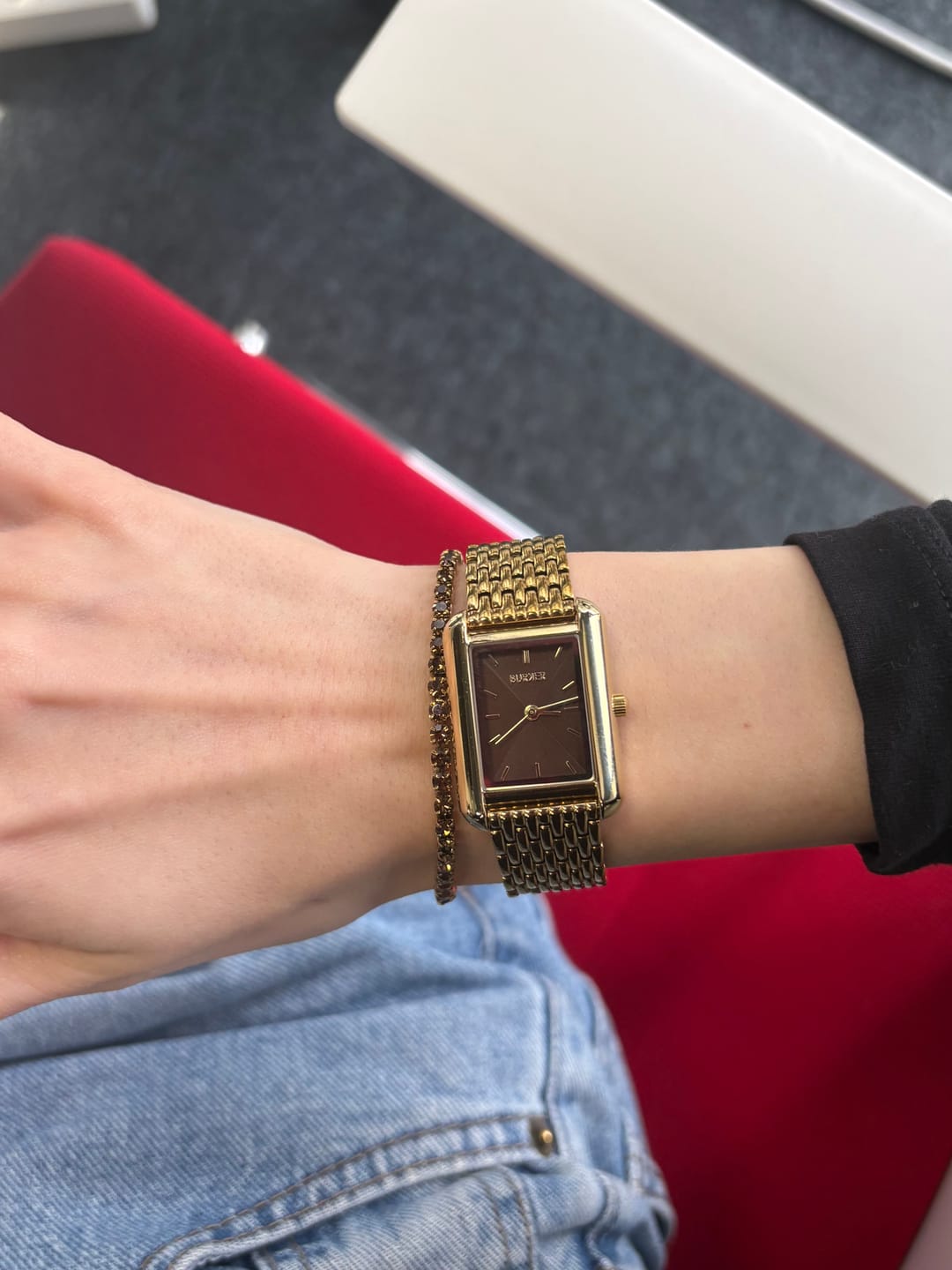 Customer photo review of Ava Gold Brown Bracelet