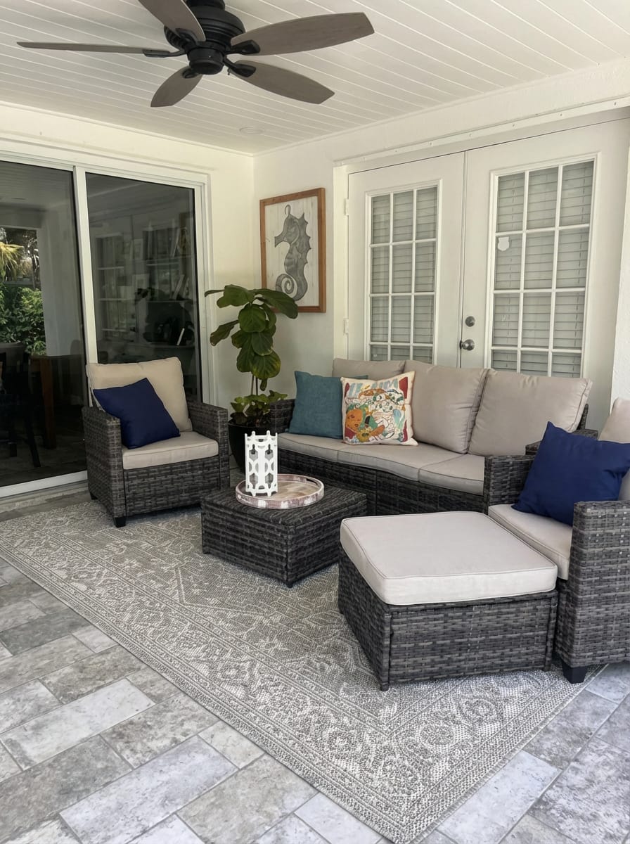 Customer photo review of Medal Indoor/Outdoor Rug - Gray