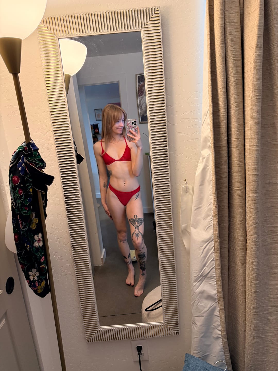 Customer photo review of LILY Scarlet Red Minimal Triangle Top