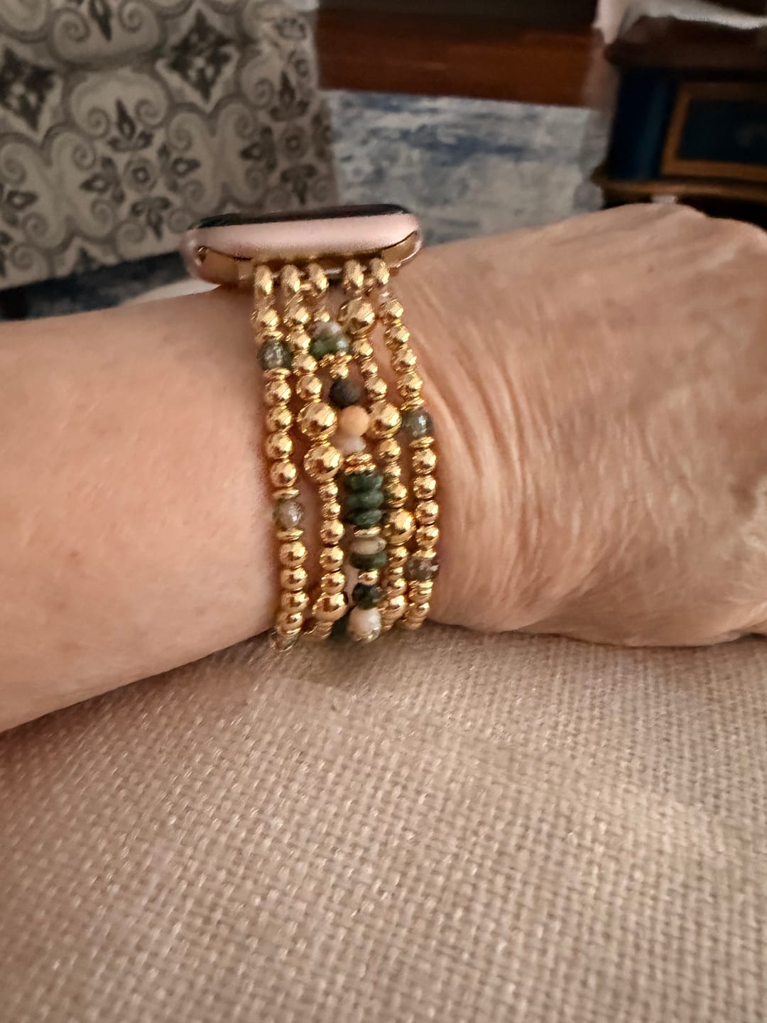 Customer photo review of Golden Oasis Stretch Apple Watch Strap