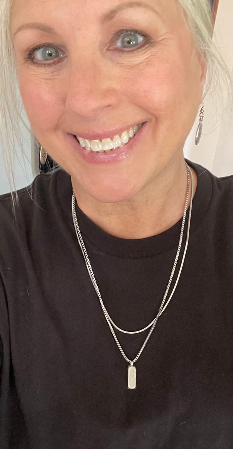 Customer photo review of Minimal Pendant Necklace Duo