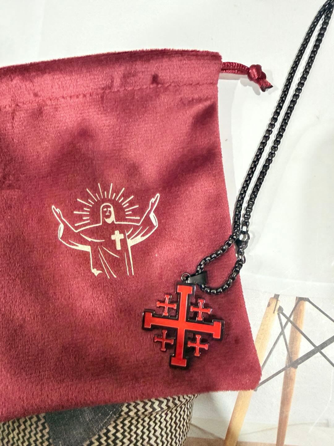 Customer photo review of Christianartworkshop Hip-hop Style Jerusalem Cross Titanium Steel Pendant Necklace