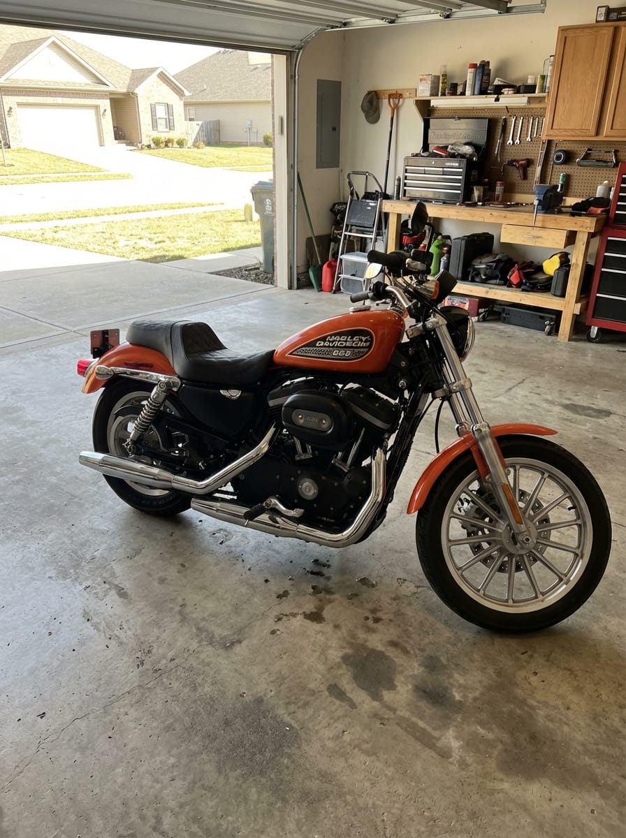 Customer photo review of Iron Born Diamond Stitch 2-Up Seat For Harley Sportster 883 Low XL883L Black