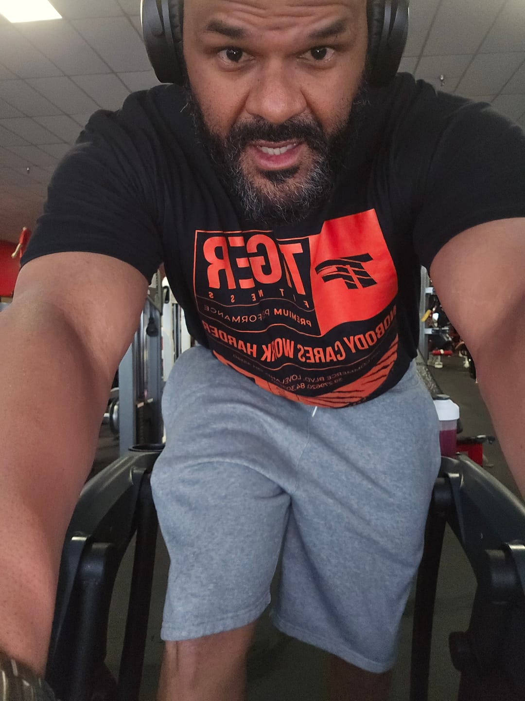 Customer photo review of TF Nobody Cares Work Harder T-Shirt